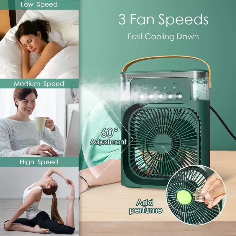 Portable Hydrocooling Air Cooler Fan with Humidifier 3 Speed Household Small Air Conditioner Desk Cooling Fan for Office Travel