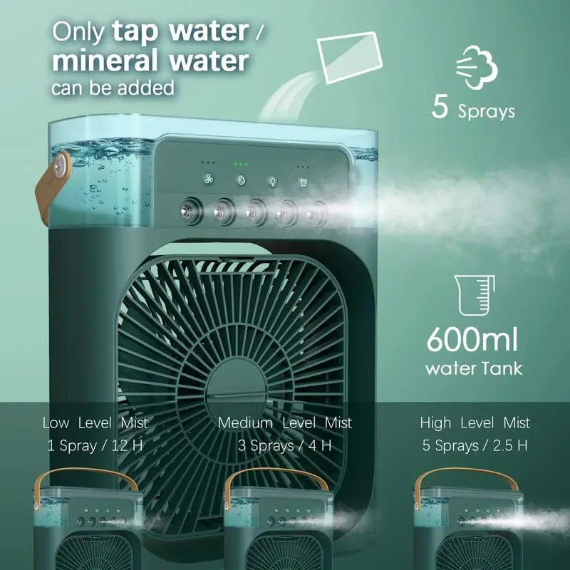 Portable Hydrocooling Air Cooler Fan with Humidifier 3 Speed Household Small Air Conditioner Desk Cooling Fan for Office Travel